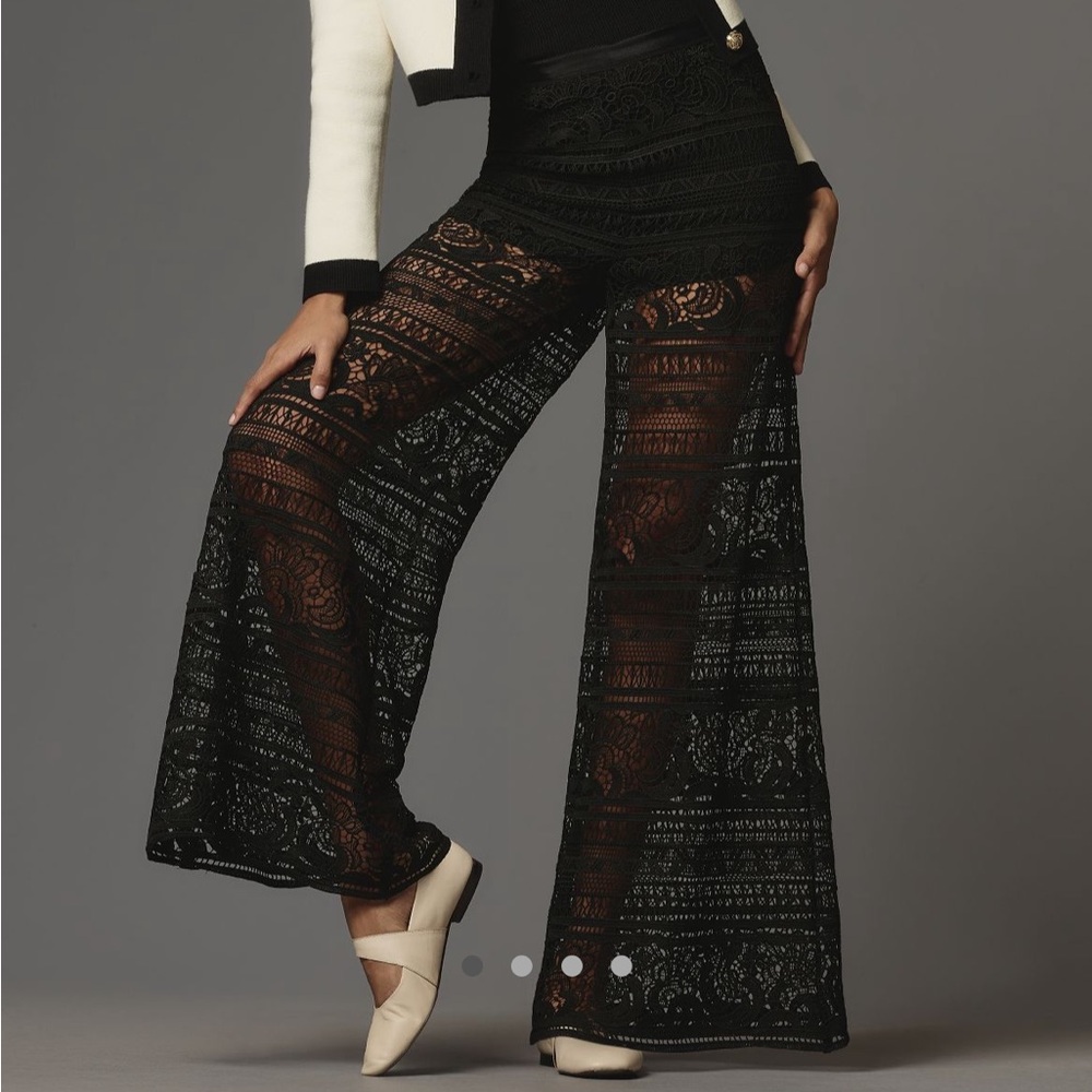 Maeve Black Lace Wide Leg Pants
